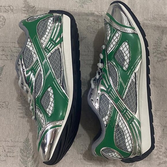 Bottega Veneta Green & Silver Sneakers - Picture 3 of 8